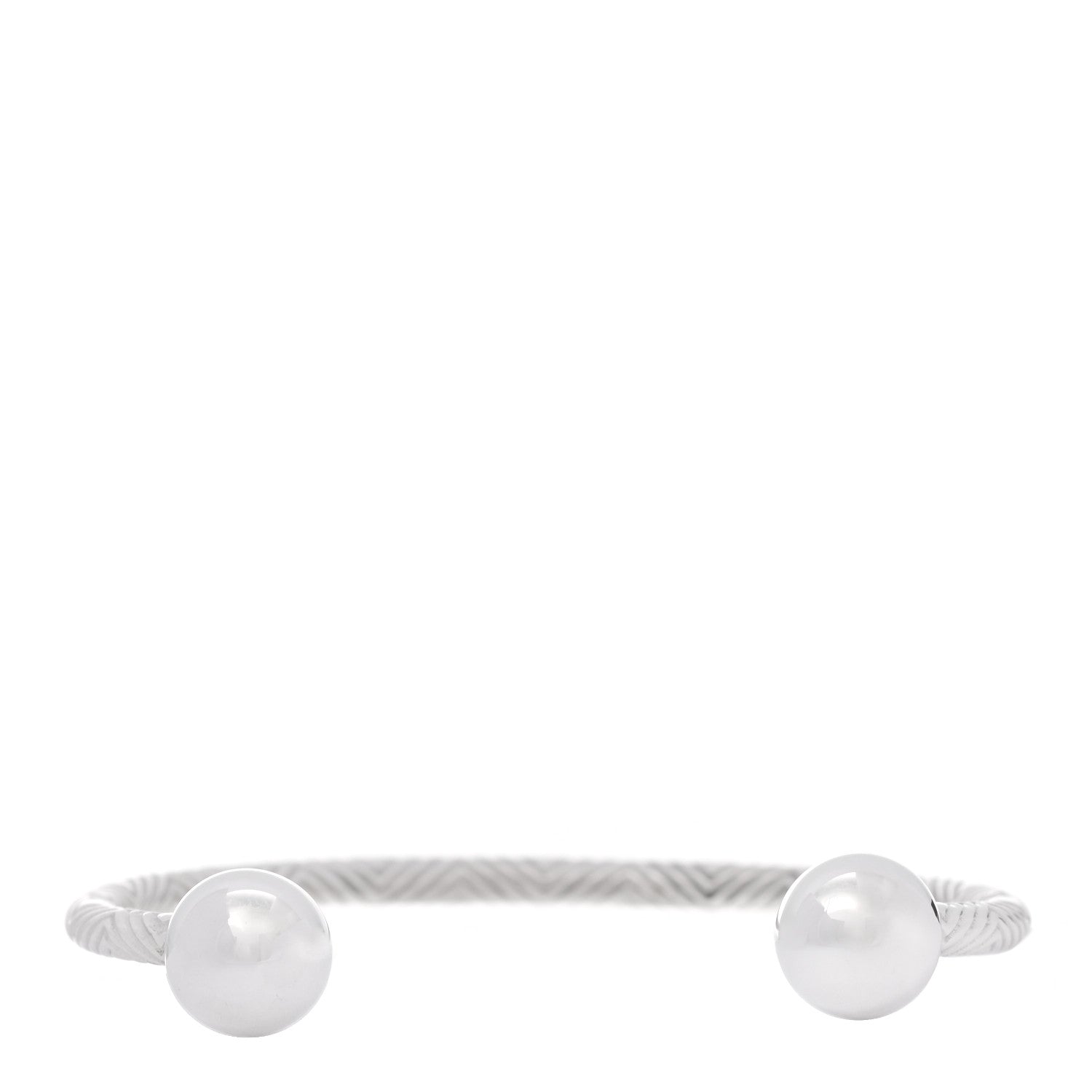 Tiffany Sterling Silver Textured Barbell Cuff Bracelet 1 of 3