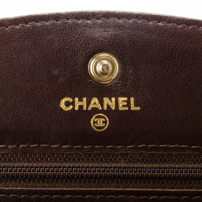 Chanel Caviar Timeless CC Wallet On Chain WOC Dark Brown 6 of 9