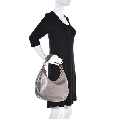 Gucci Metallic Guccissima Medium GG Twins Hobo Mauve 2 of 7