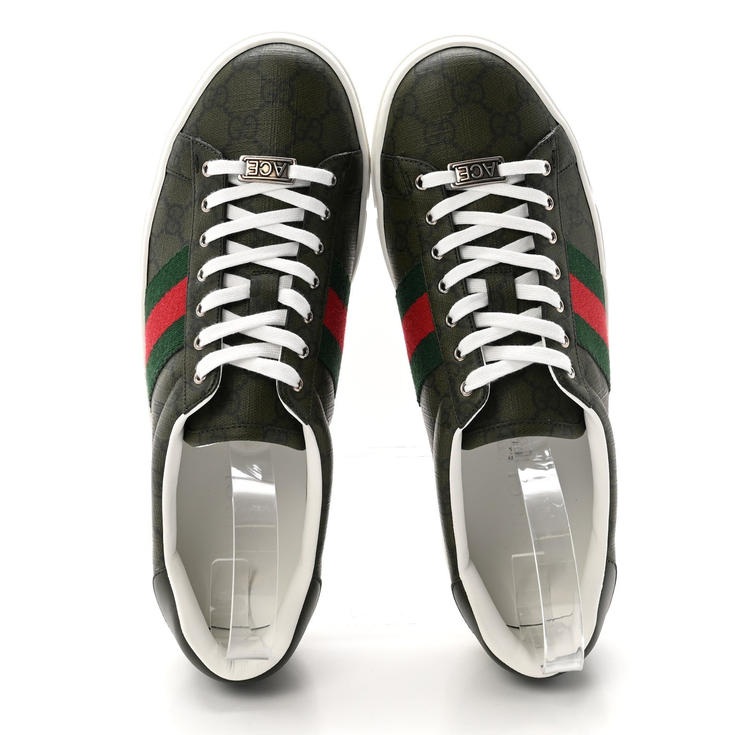 GG Supreme Monogram Web Mens New Ace Sneakers 8 Green