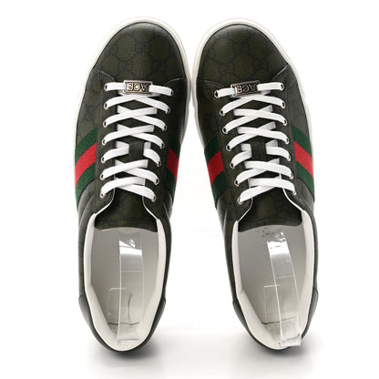 Gucci GG Supreme Monogram Web Mens New Ace Sneakers 8 Green 2 of 10