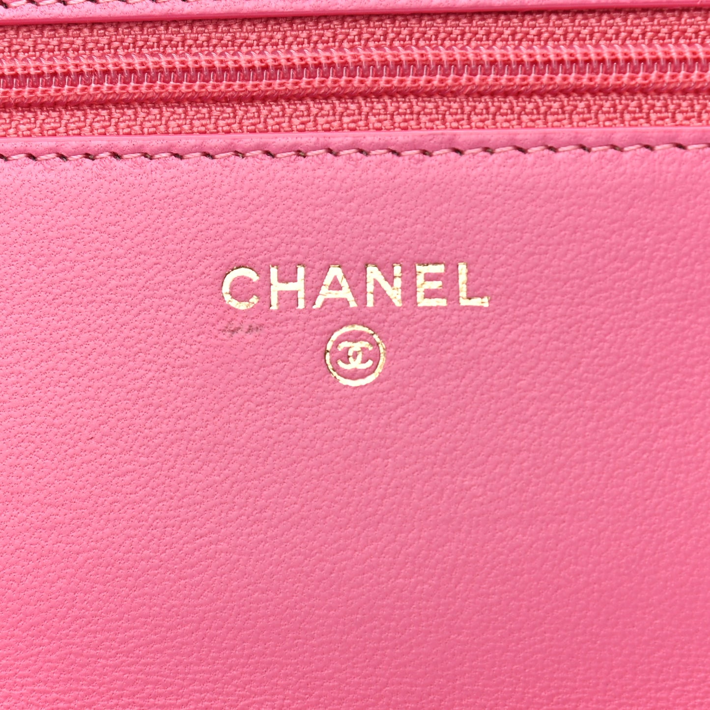 Lambskin Camellia Embossed Wallet On Chain WOC Pink