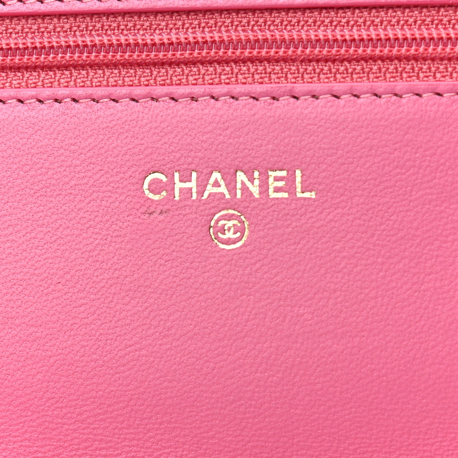 Chanel Lambskin Camellia Embossed Wallet On Chain WOC Pink 6 of 10