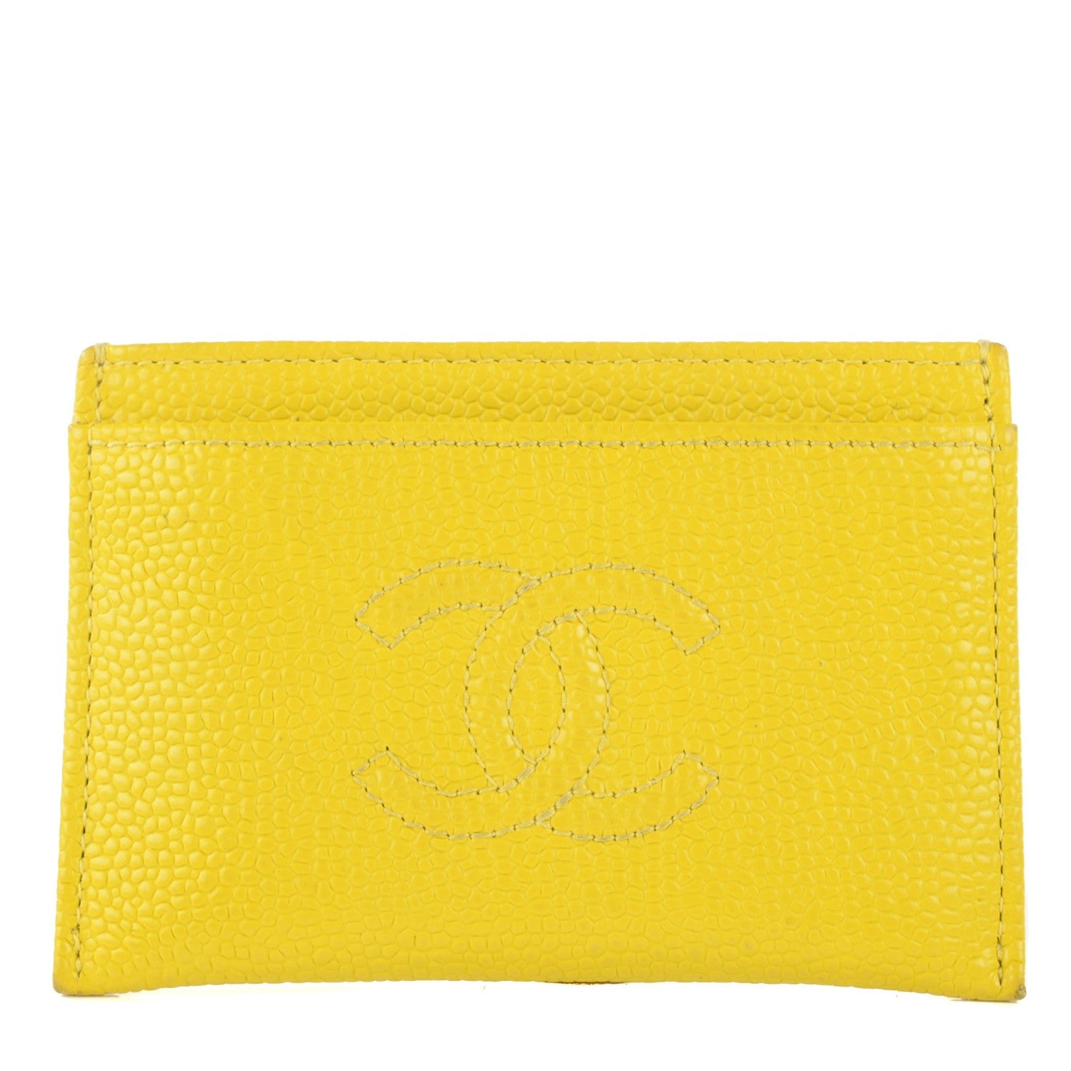 Chanel Caviar CC Timeless Card Holder Yellow 1 of 8