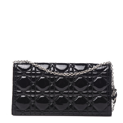 Christian Dior Patent Cannage Lady Dior Convertible Clutch Black 1 of 9