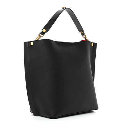 Valentino Garavani Grainy Calfskin Escape Hobo Bag Black 3 of 10
