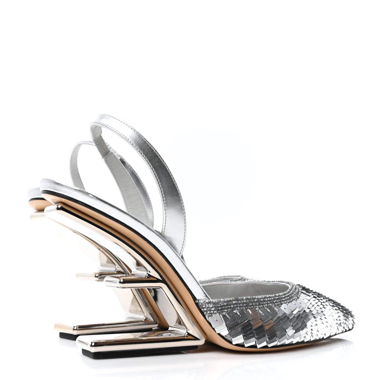 Fendi Crystal Fendi First Slingback Pump 37 39 Grigio 5 of 9