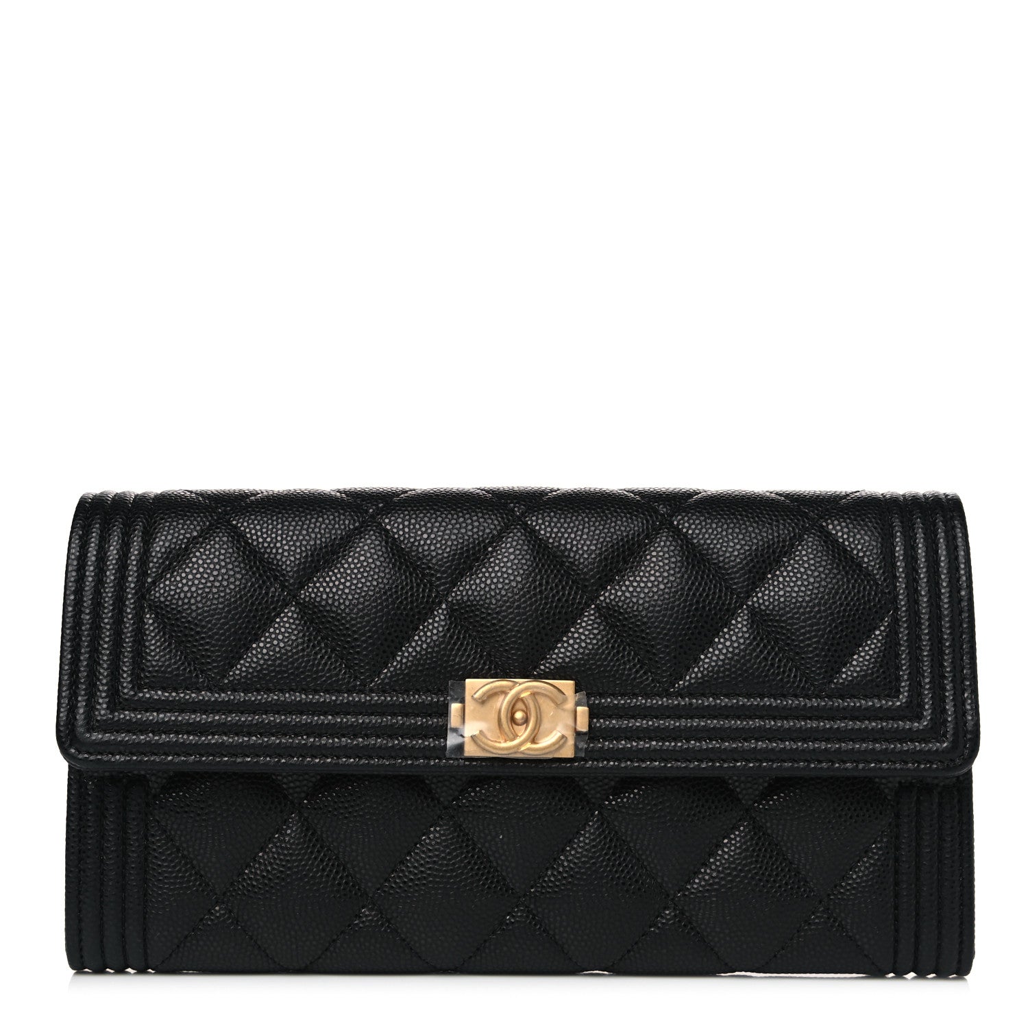 Chanel Caviar Quilted Large Boy Gusset Flap Wallet Black 1 of 10
