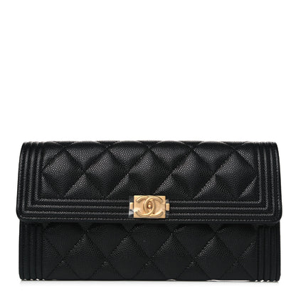 Chanel Caviar Quilted Large Boy Gusset Flap Wallet Black 1 of 10