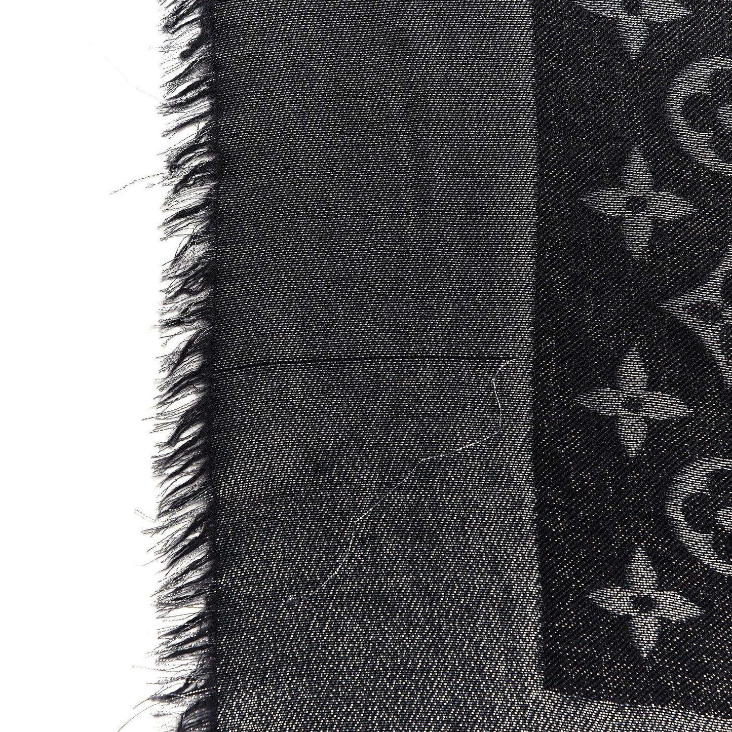 Silk Lurex Wool Monogram Shine Shawl Black