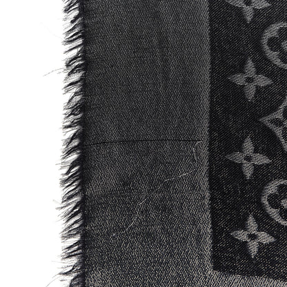 Louis Vuitton Silk Lurex Wool Monogram Shine Shawl Black 5 of 7