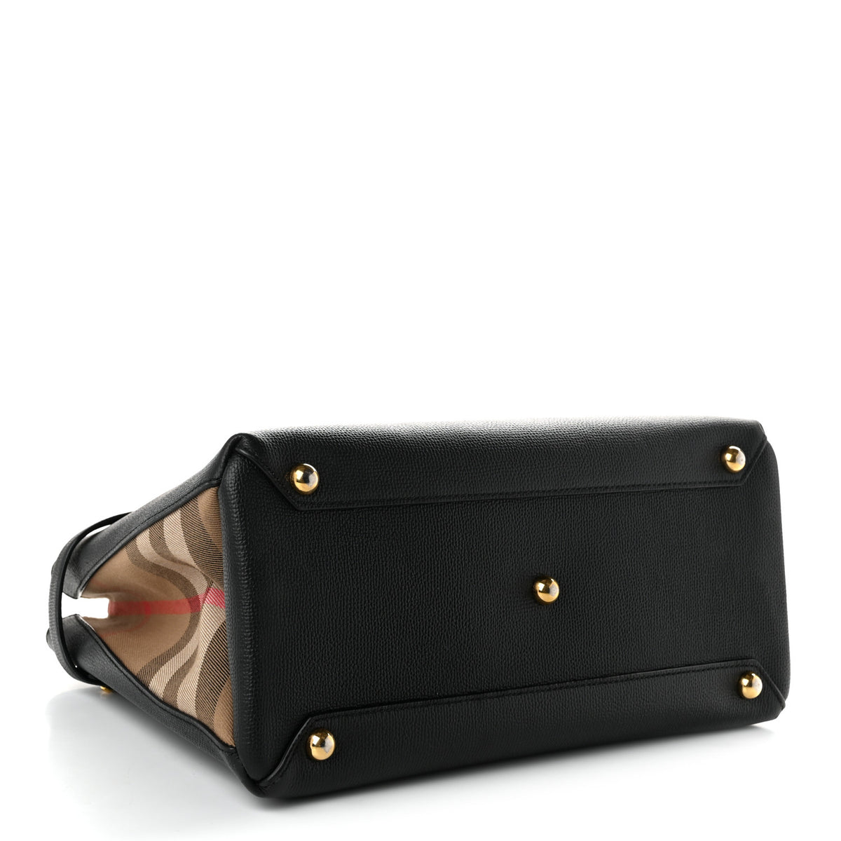 Burberry Grainy Calfskin House Check Medium Banner Tote Black 3 of 8