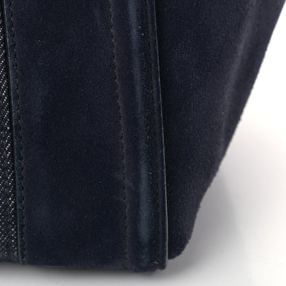 Prada Denim Suede Scamosciato Twin Pocket Tote Bleu 14 of 17
