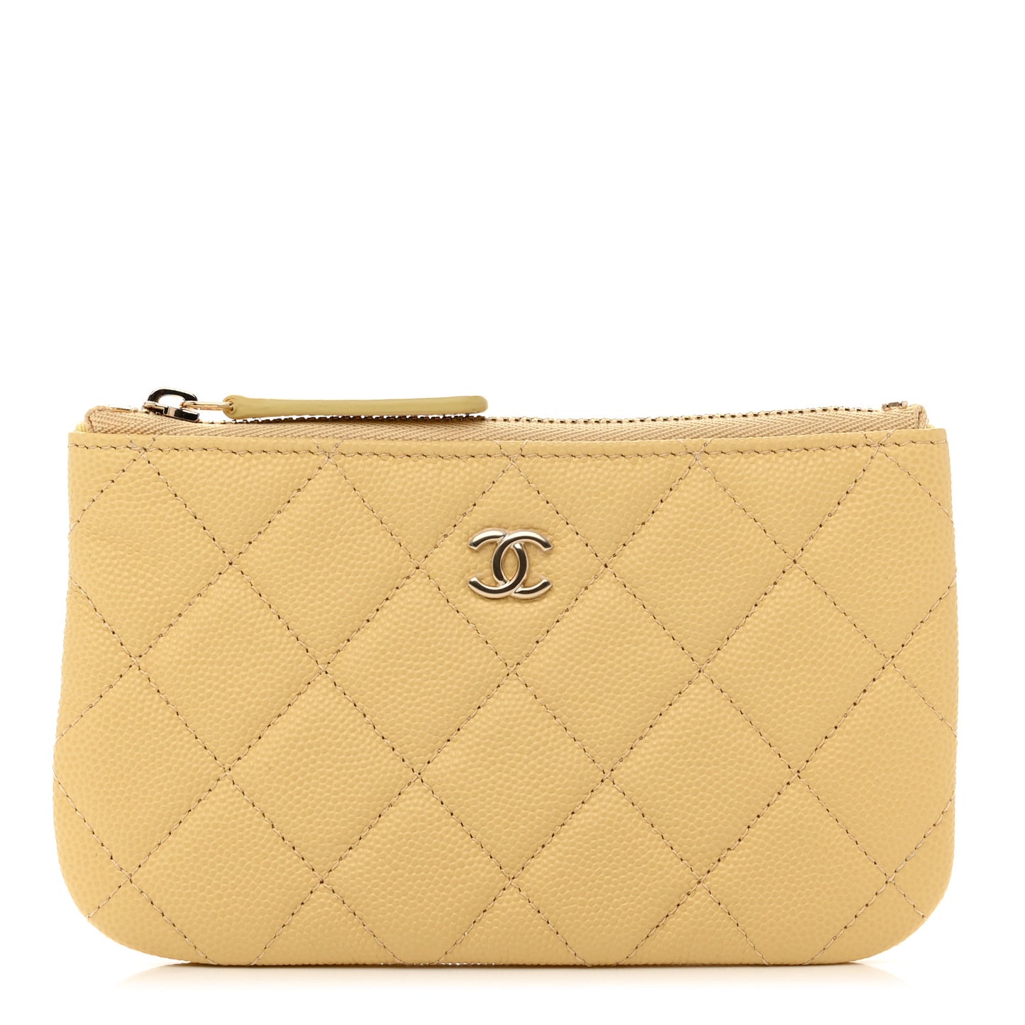 Caviar Quilted Small Cosmetic Case Yellow