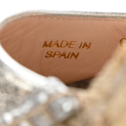 Gucci Lame GG Monogram Ankle Wrap Platform Espadrille Wedges 39.5 Silver Beige Light Grey 10 of 11
