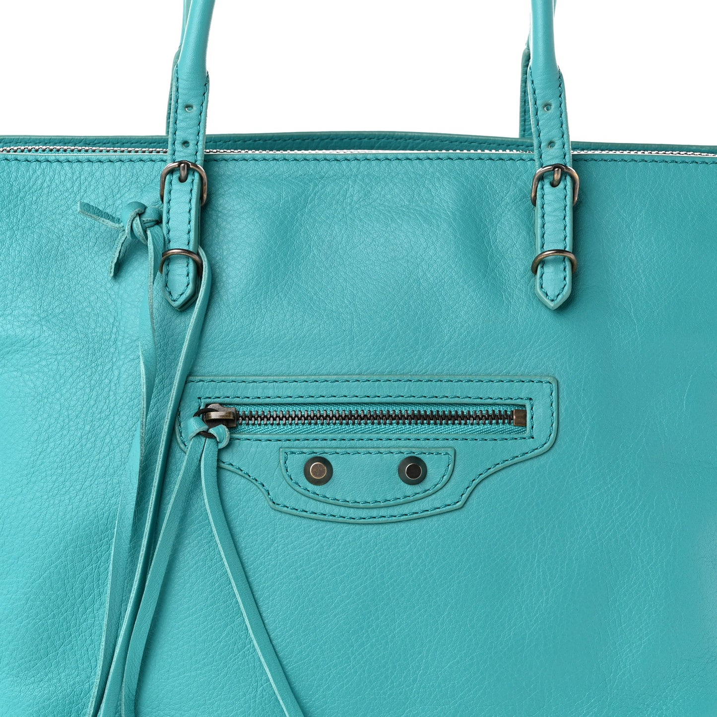 Veau Papier Tote Turquoise