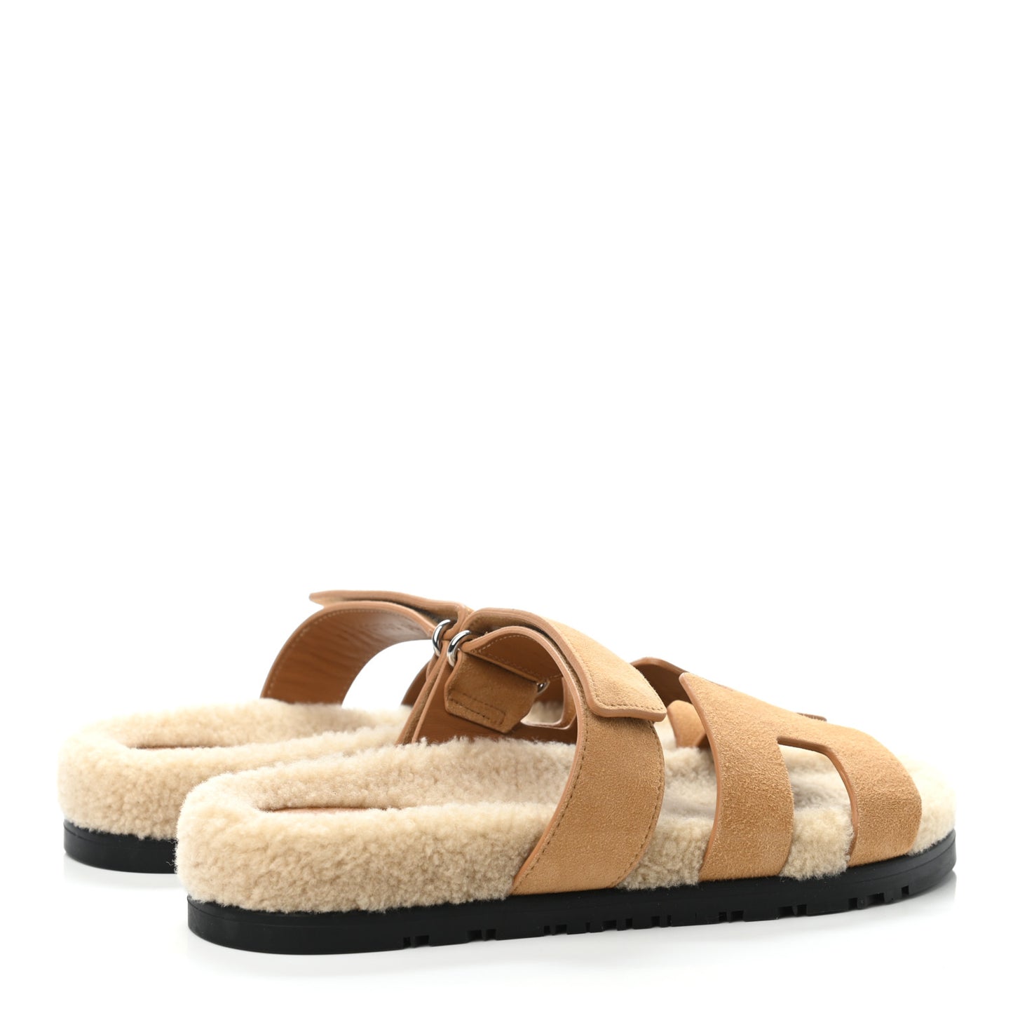 Suede Goatskin Woolskin Womens Chypre Sandals 38 Golden Beige