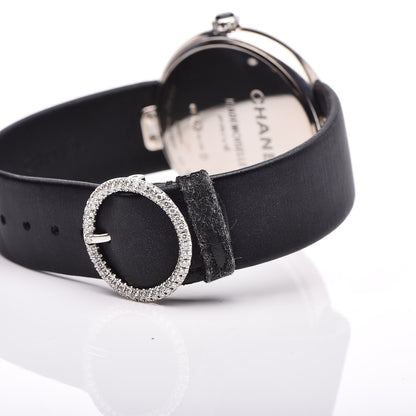 Chanel 18K White Gold Satin Diamond Bezel Onyx Mother of Pearl 37.5mm Mademoiselle Prive Quartz Watch Black 8 of 9