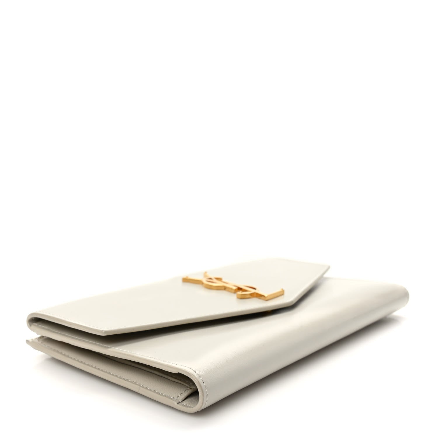 Saint Laurent Smooth Shiny Calfskin Monogram Uptown Wallet Crema Soft 4 of 13