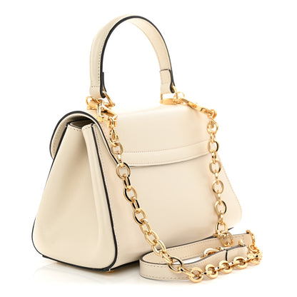 Gucci Glazed Textured Calfskin Mini Horsebit 1955 Top Handle Flap Bag Mystic White 3 of 11