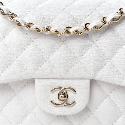 Chanel Caviar Quilted Jumbo Double Flap White 10 of 11