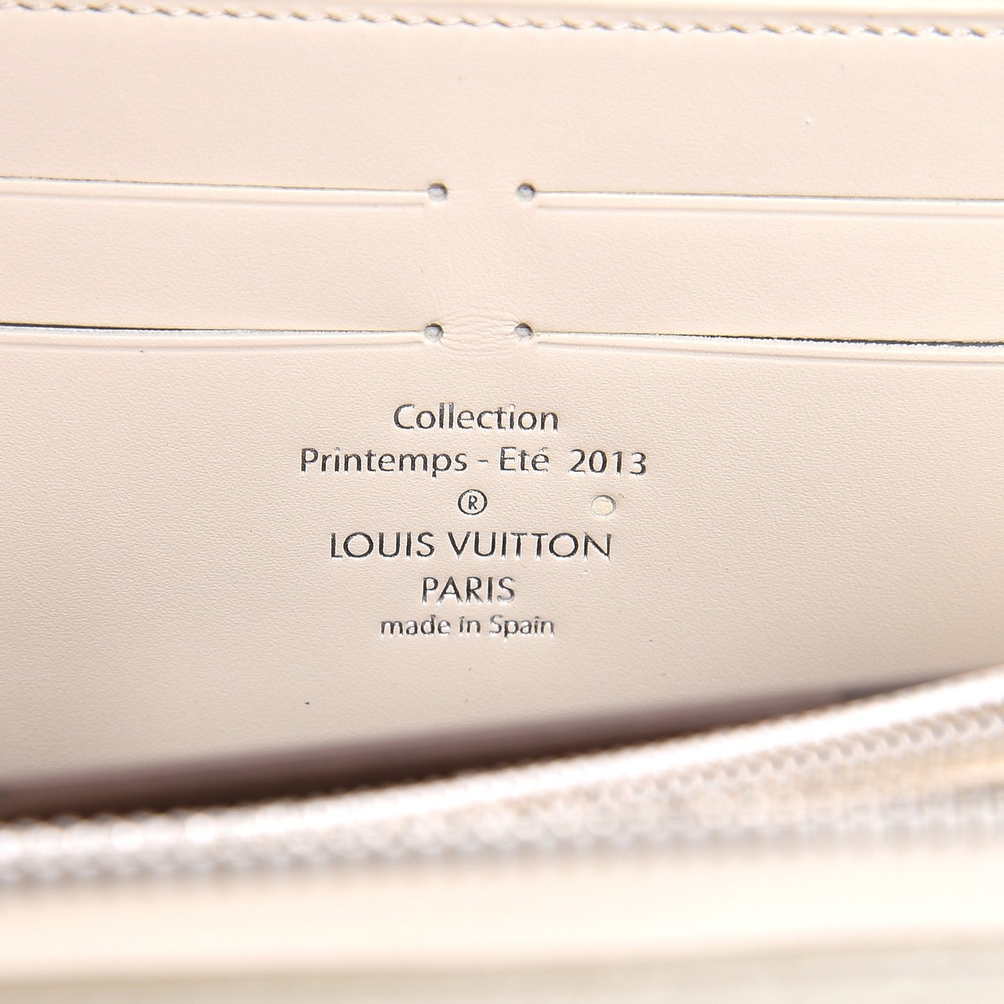 Shiny Calfskin Damier Facette Zippy Wallet Creme