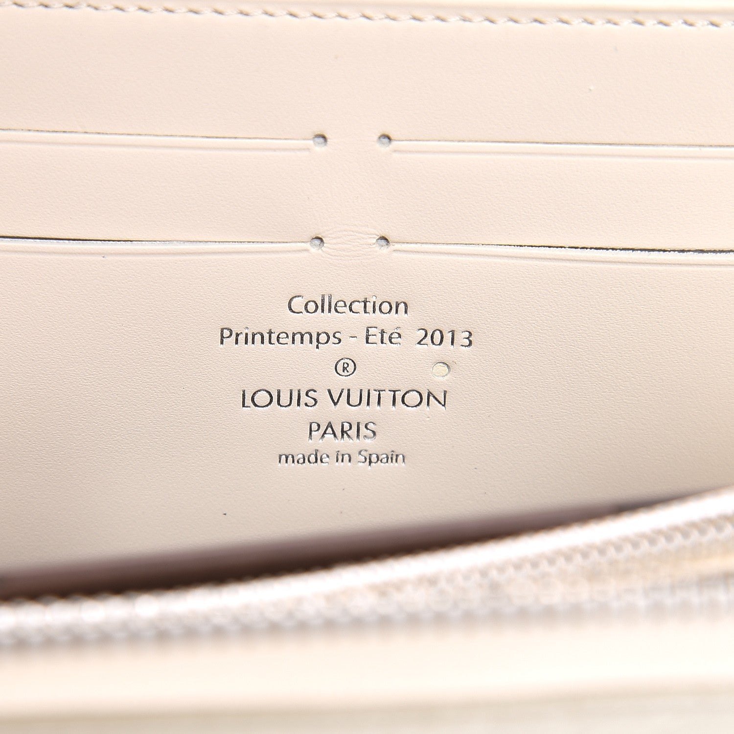 Louis Vuitton Shiny Calfskin Damier Facette Zippy Wallet Creme 6 of 6