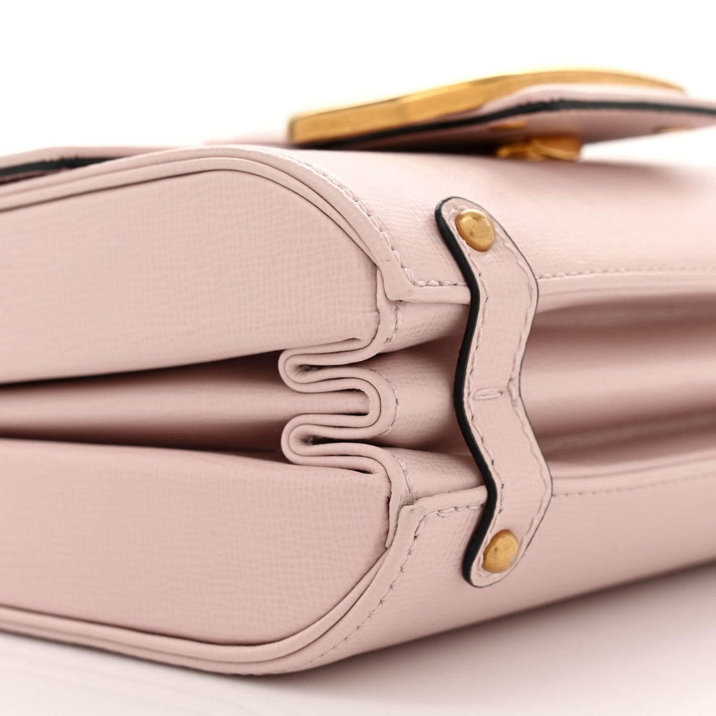 Textured Calfskin Stud Sign Shoulder Bag Rose Quartz