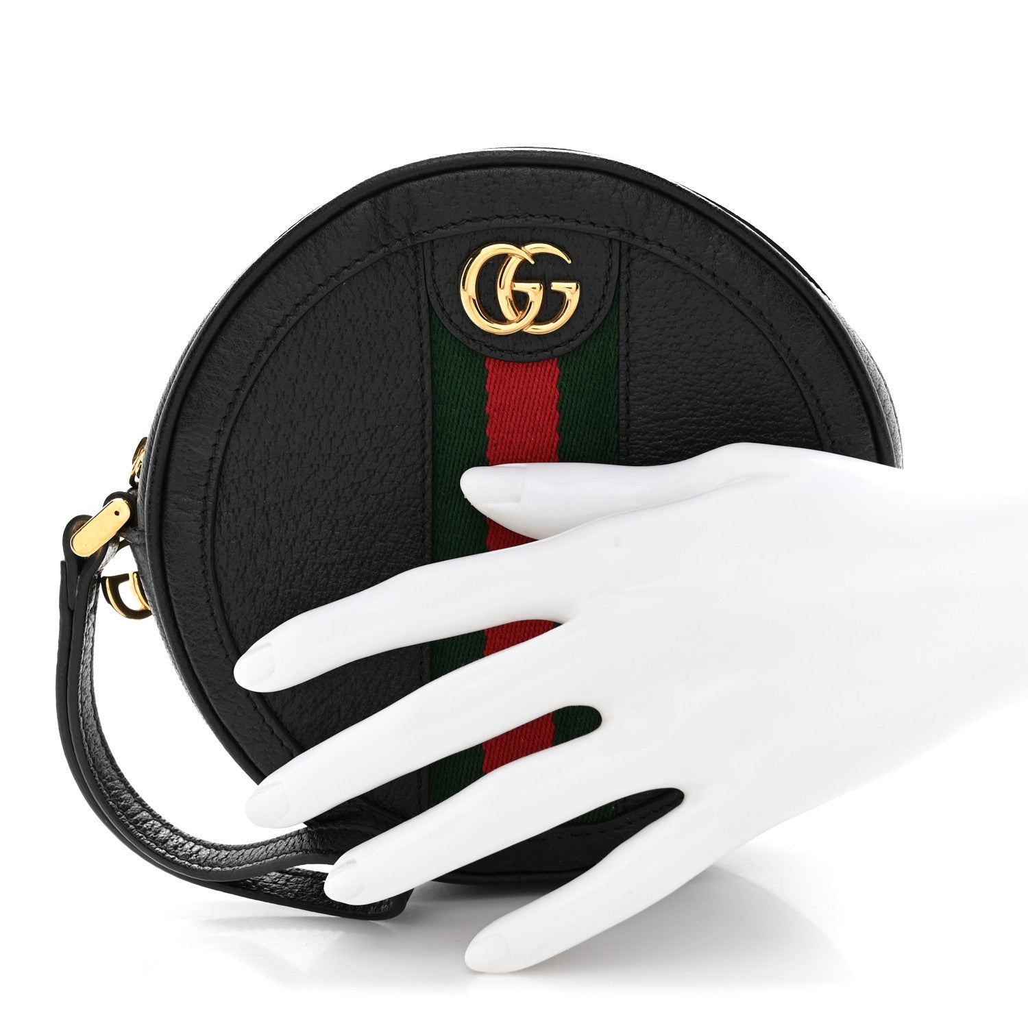Gucci Textured Calfskin Web Ophidia Round Wrist Wallet  Black 2 of 7