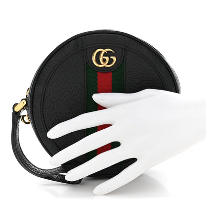 Gucci Textured Calfskin Web Ophidia Round Wrist Wallet  Black 2 of 7