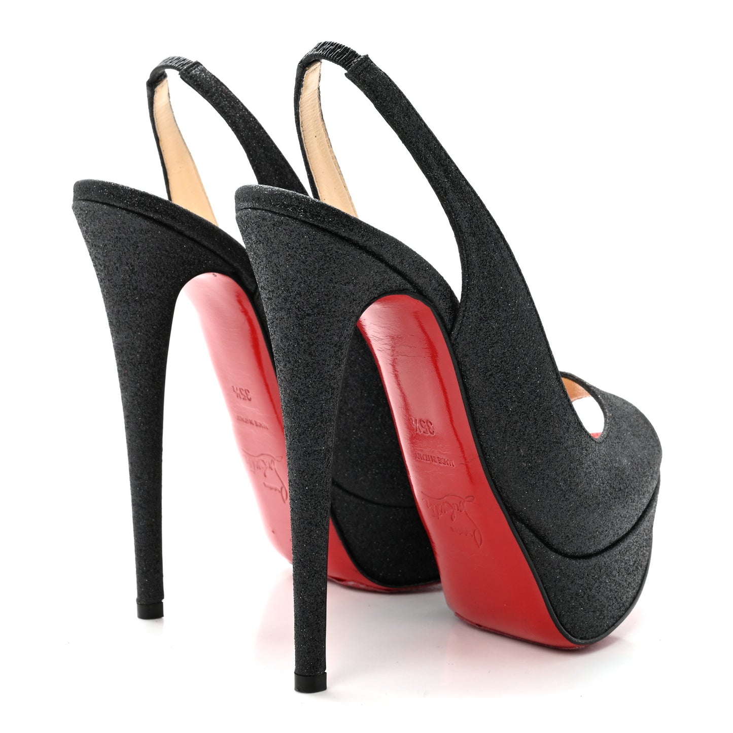Glitter Lady Peep Sling 150 Pumps 35.5 Black Red