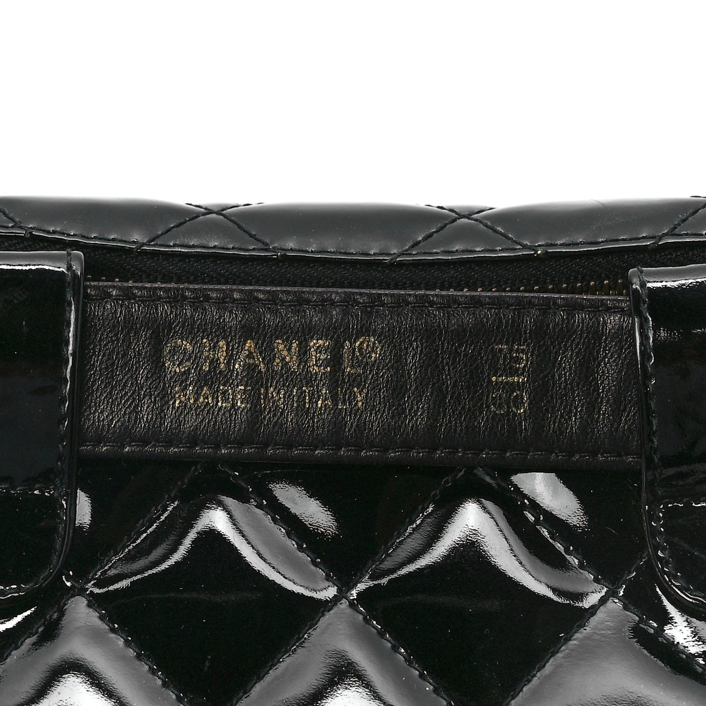 Patent Calfskin Quilted Waist Belt Bag 75 30 Black