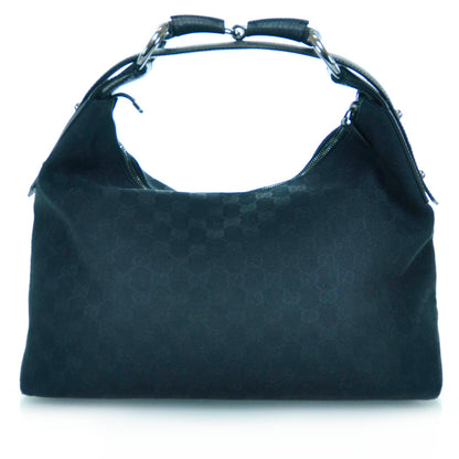 Gucci Monogram Medium Horsebit Chain Hobo Black 1 of 11