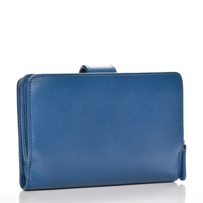 Chanel Caviar Sevruga Large Zip Pocket Wallet Dark Blue 3 of 10