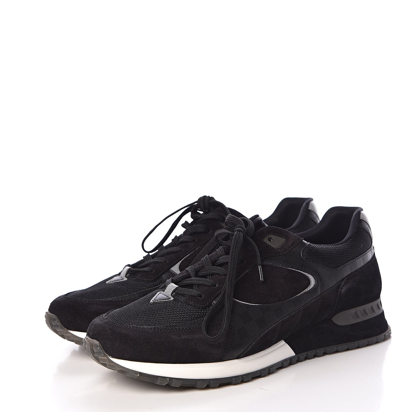 Suede Damier Infini Run Away Sneakers 6.5 Black