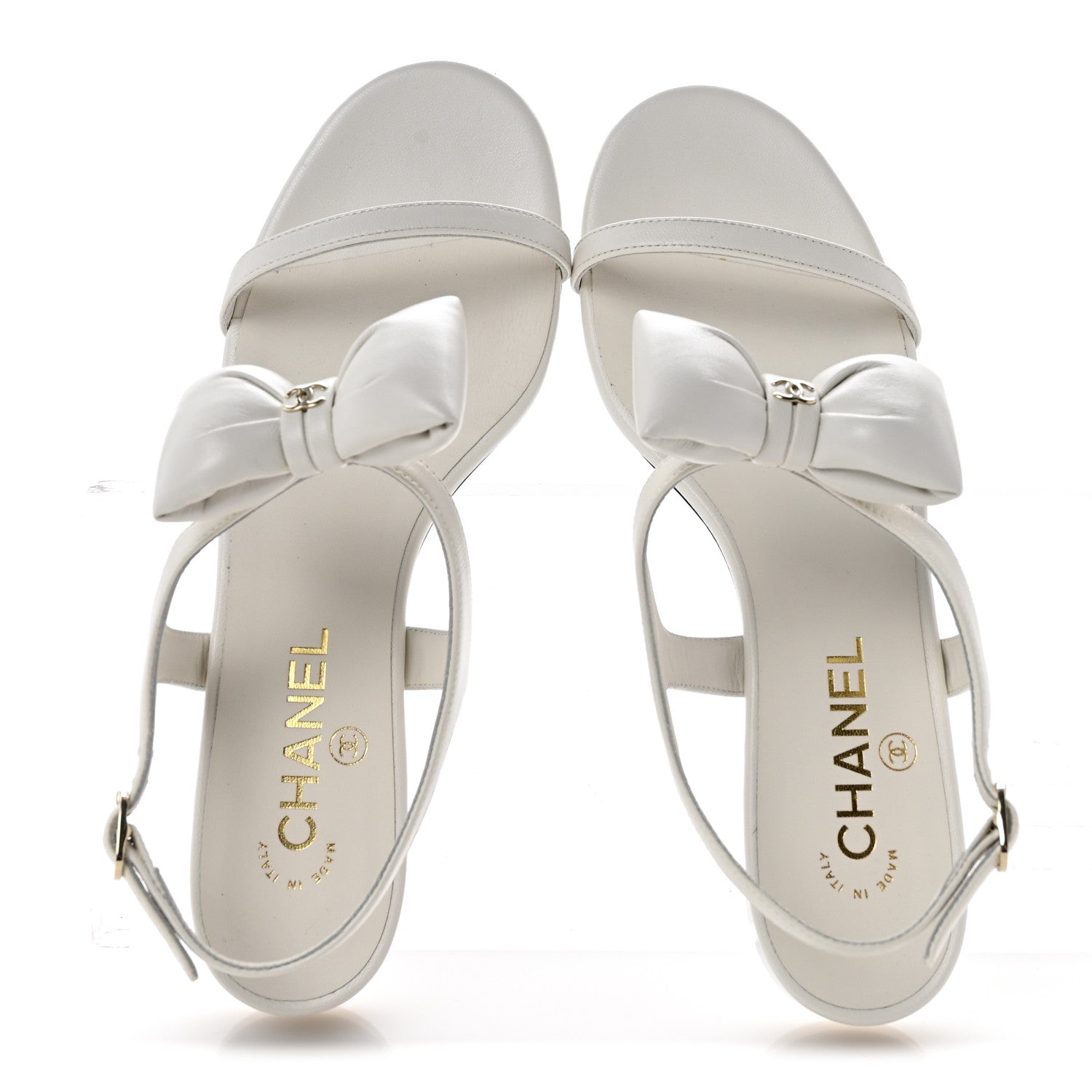 Chanel Lambskin CC Bow Sandals 39 White Black 2 of 10