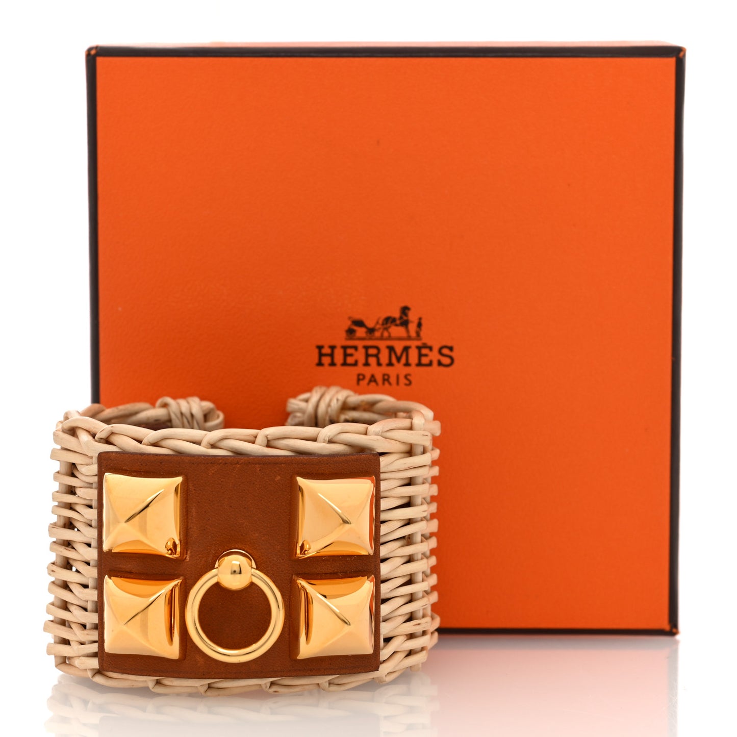 Wicker Barenia Medor Picnic Cuff Bracelet T2 Fauve