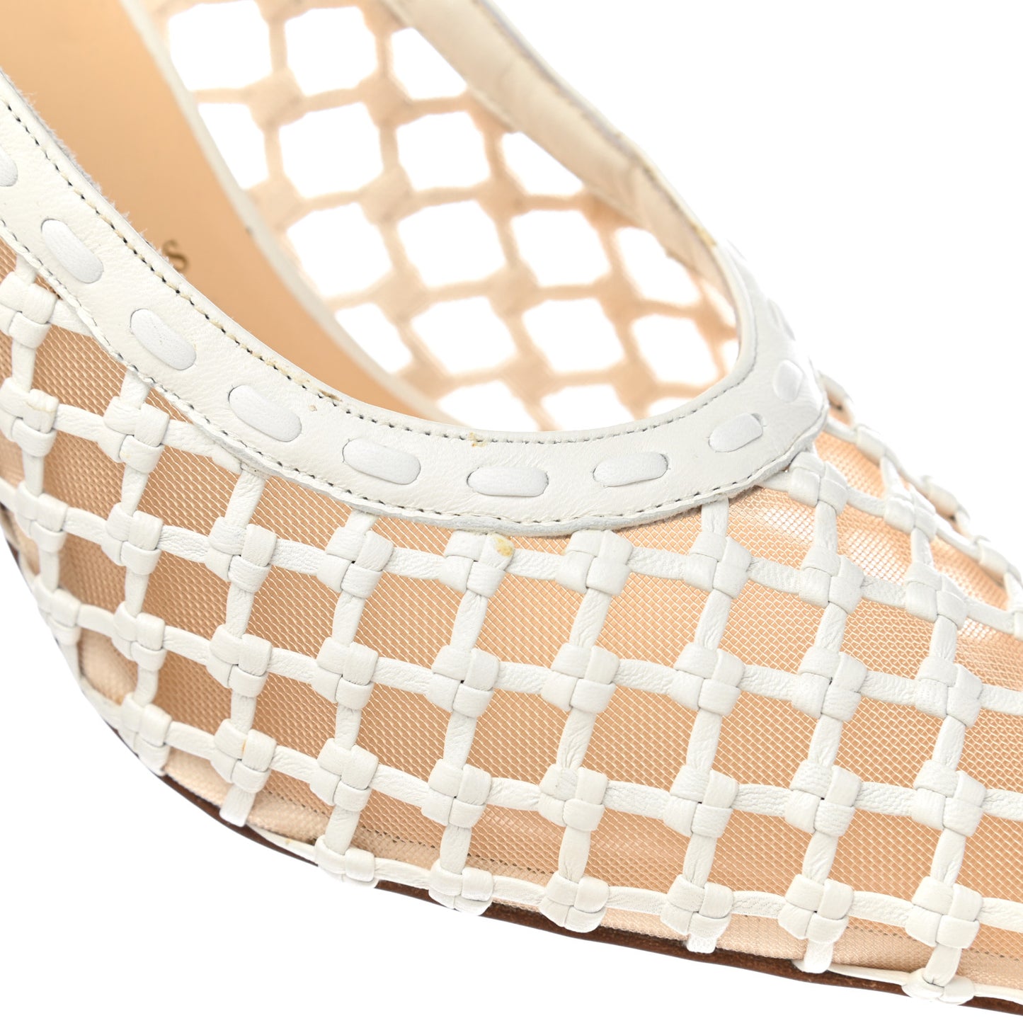 Shiny Nappa Woven Mesh Cage Curry 85 Sandals 40 Latte