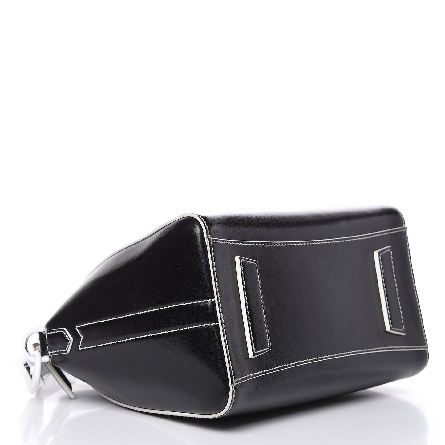 Calfskin Contrast Topstitch Small Antigona Black White