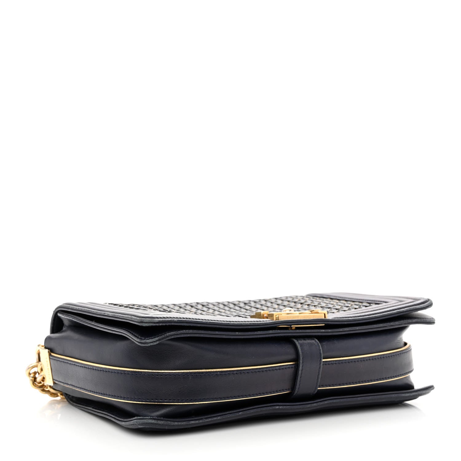 Chanel Braided Sheepskin New Medium Boy Flap Navy 4 of 14