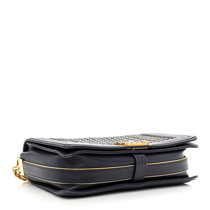 Chanel Braided Sheepskin New Medium Boy Flap Navy 4 of 14