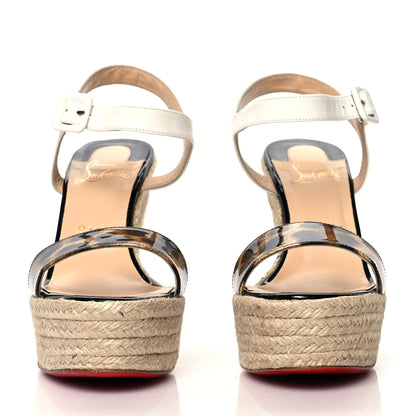 Christian Louboutin Patent Leopard Print Spachica 120 Wedge Sandals 38 Version Brown 2 of 8