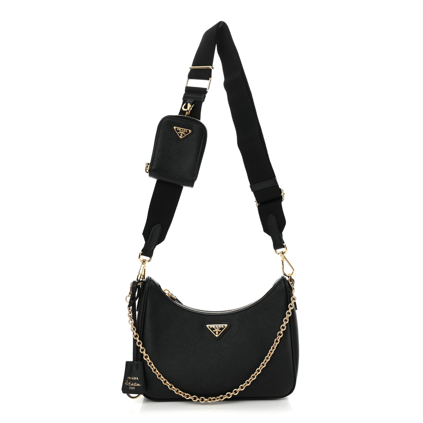 Saffiano Lux Re-Edition 2005 Shoulder Bag Black