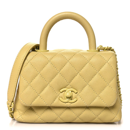 Chanel Caviar Quilted Incognito Extra Mini Coco Handle Flap Light Yellow 1 of 10