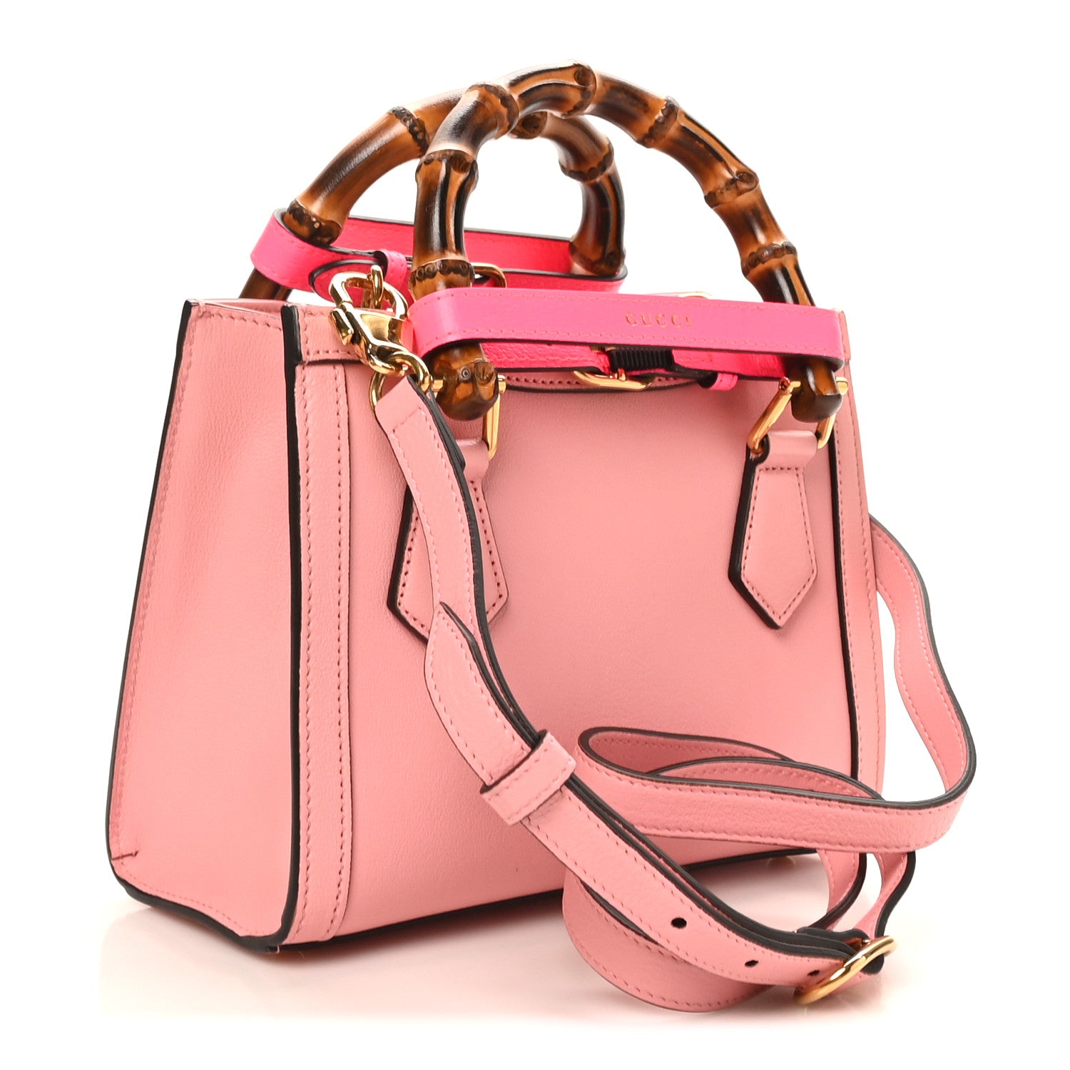 Gucci Wonka Grain Calfskin Mini Diana Tote Bag Wild Rose Fuxia Fluo 3 of 11