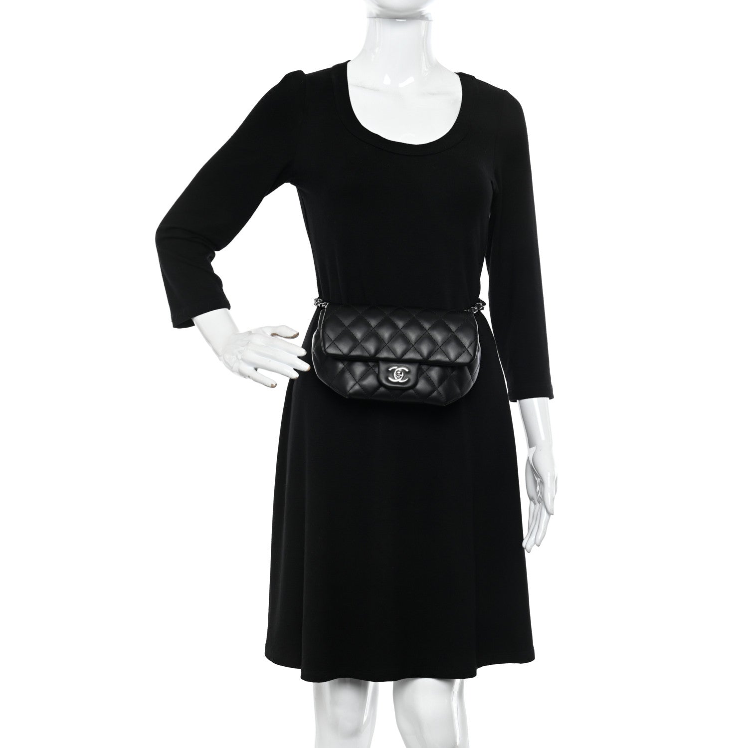 Chanel Calfskin Quilted CC Uniform Flap Belt Bag Black 2 of 11