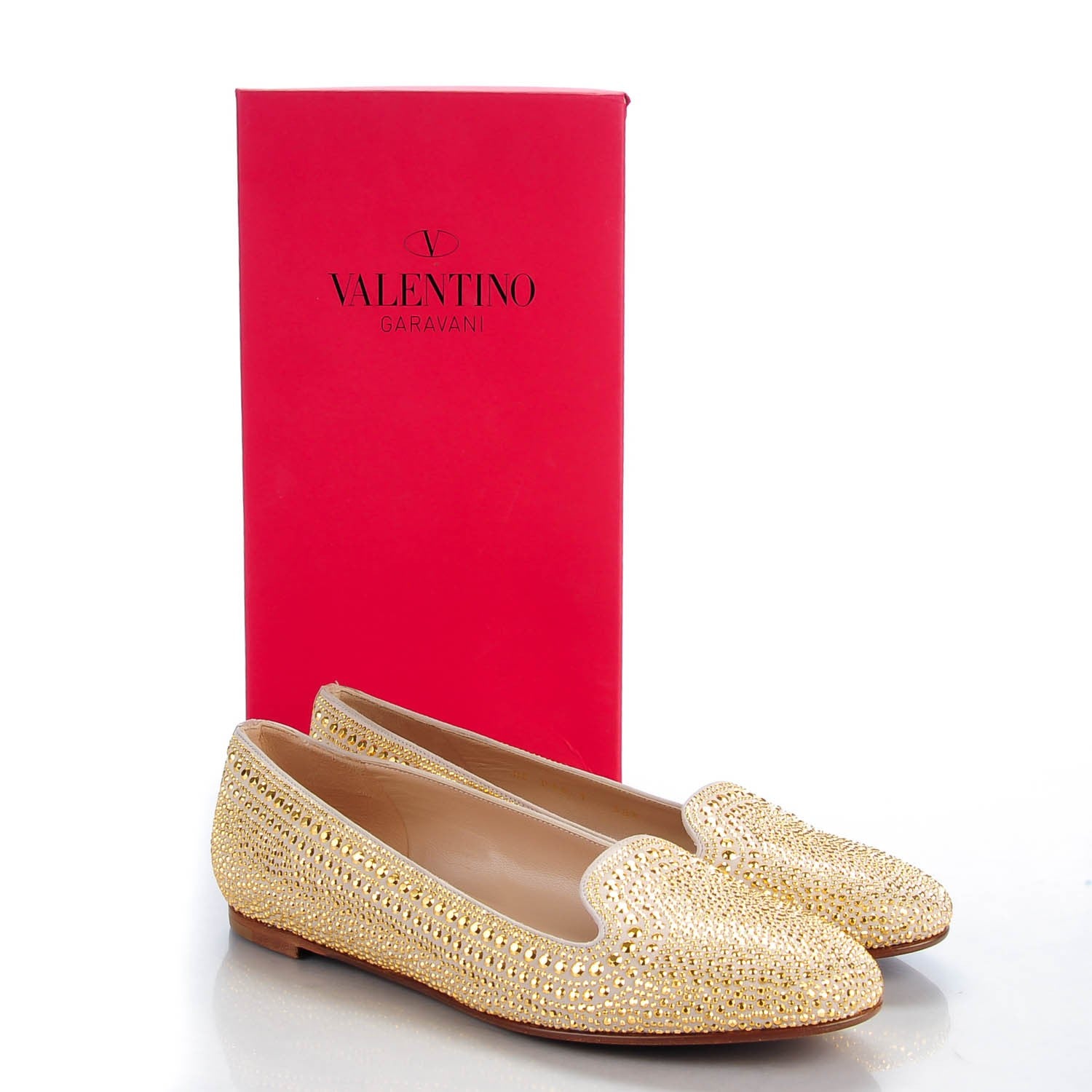 Valentino Garavani Studded Belgian Loafer Flats 38.5 Gold 8 of 9