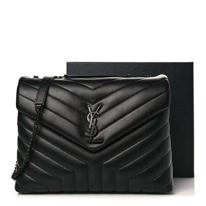 Saint Laurent Calfskin Y Quilted Monogram Monochrome Medium Loulou Chain Satchel Black 10 of 10