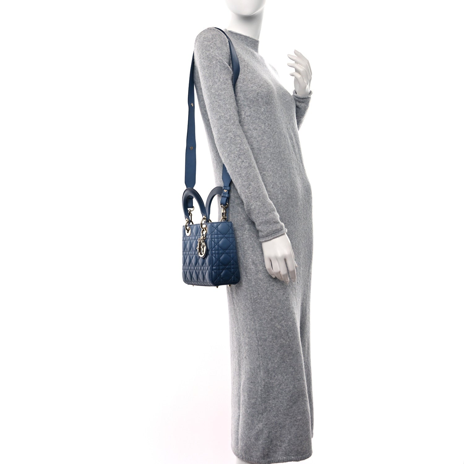 Christian Dior Lambskin Cannage Gradient Small My ABCDior Lady Dior Indigo Blue 2 of 12