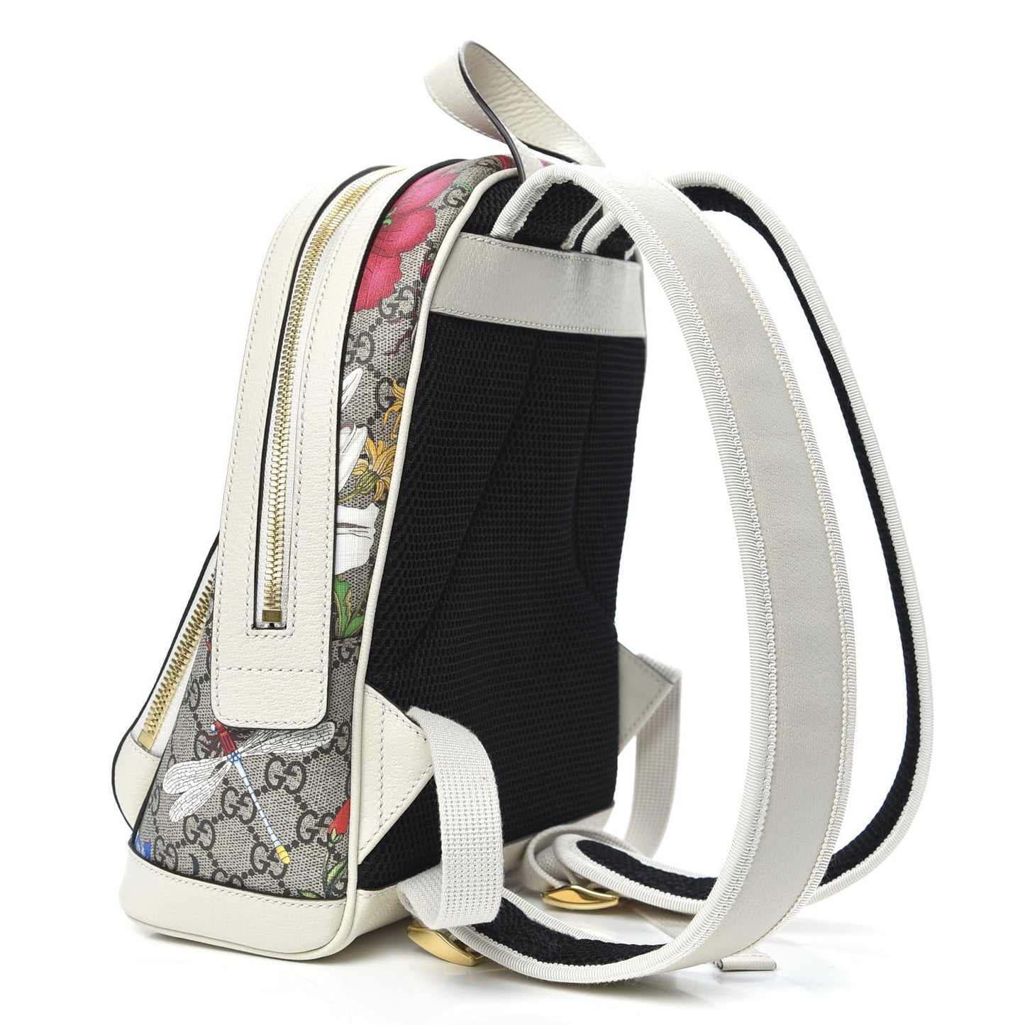 GG Supreme Monogram Flora Web Small Ophidia Day Backpack White